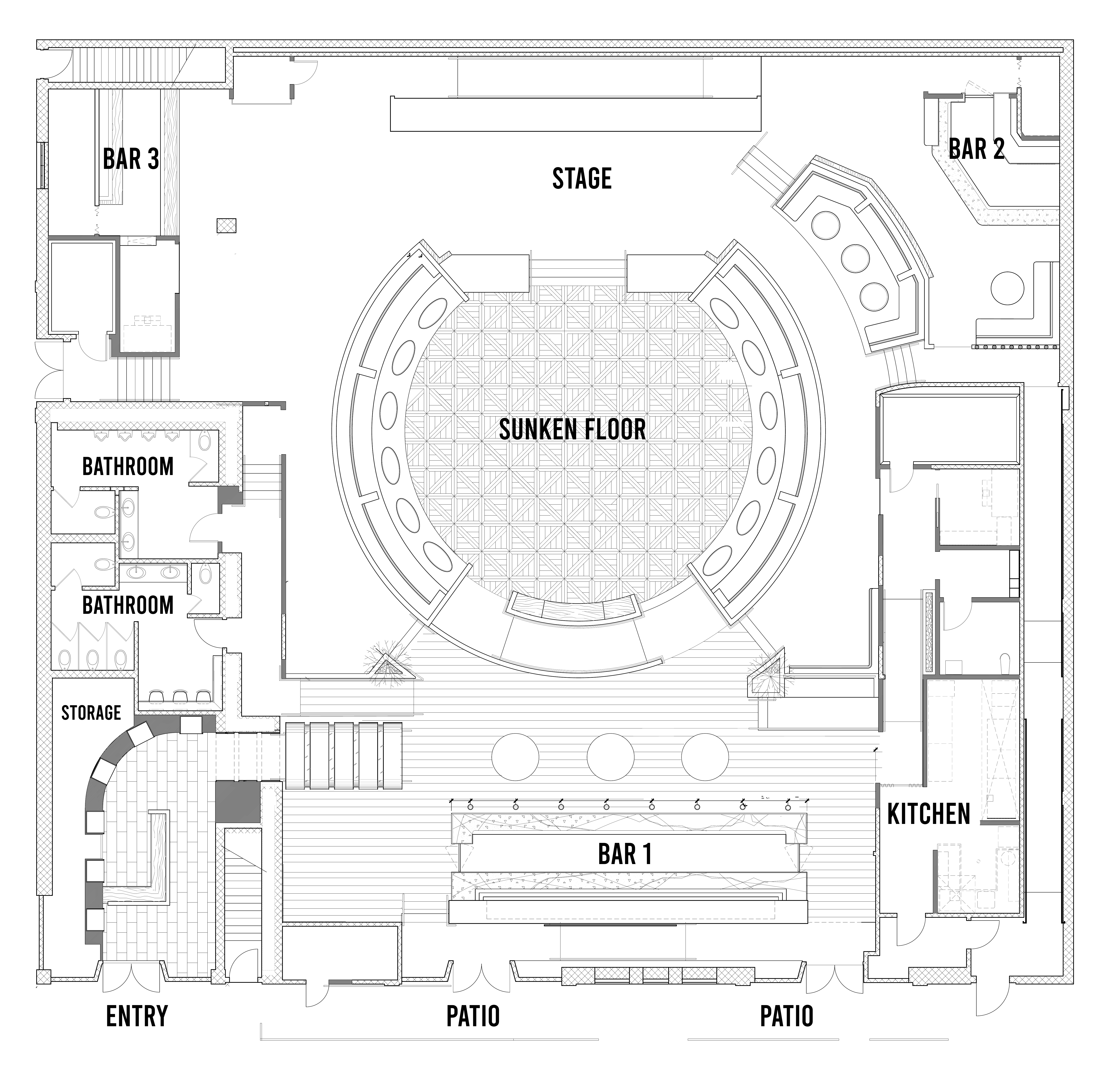 Gaslamp Space floor plan — 11,000 sq ft event venue layout